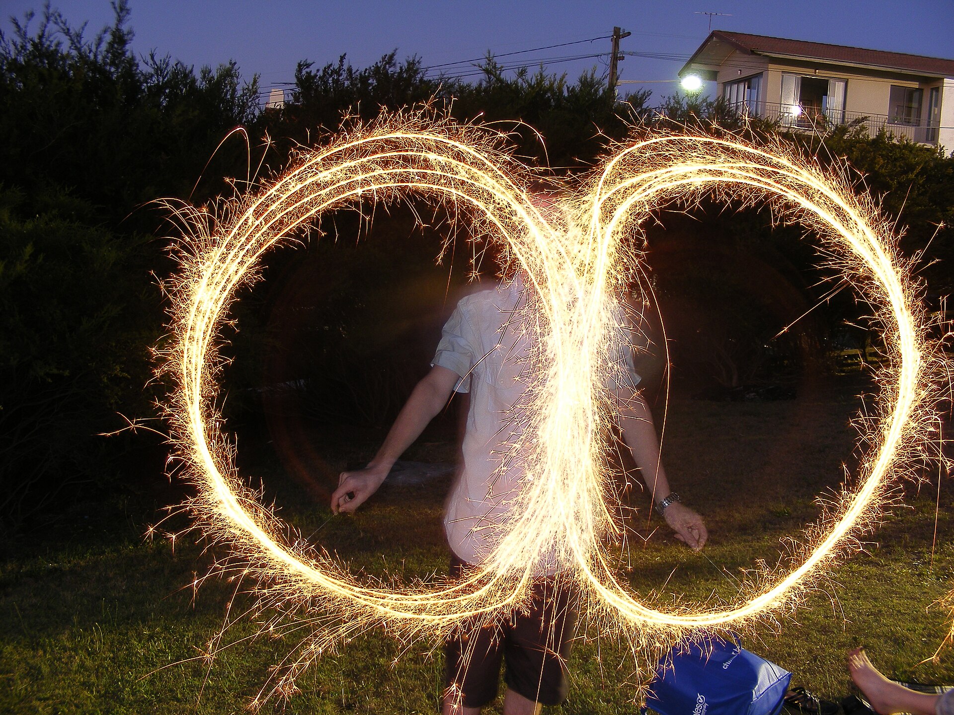 Sparklers in darkness